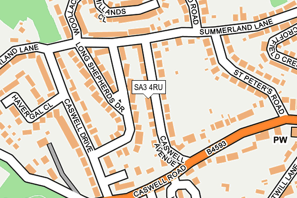 SA3 4RU map - OS OpenMap – Local (Ordnance Survey)