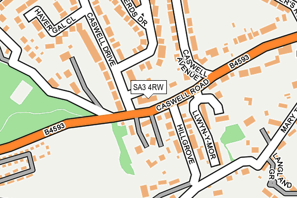SA3 4RW map - OS OpenMap – Local (Ordnance Survey)