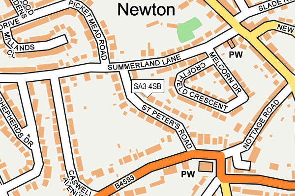 SA3 4SB map - OS OpenMap – Local (Ordnance Survey)