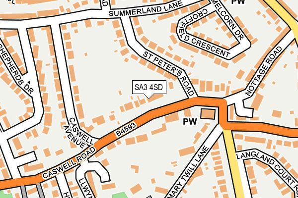 SA3 4SD map - OS OpenMap – Local (Ordnance Survey)