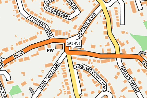 SA3 4SJ map - OS OpenMap – Local (Ordnance Survey)