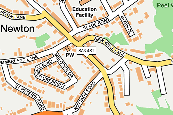 SA3 4ST map - OS OpenMap – Local (Ordnance Survey)