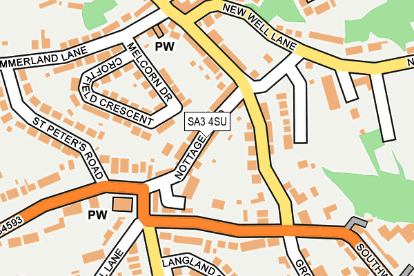 SA3 4SU map - OS OpenMap – Local (Ordnance Survey)