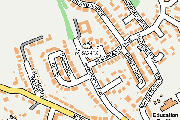 SA3 4TX map - OS OpenMap – Local (Ordnance Survey)
