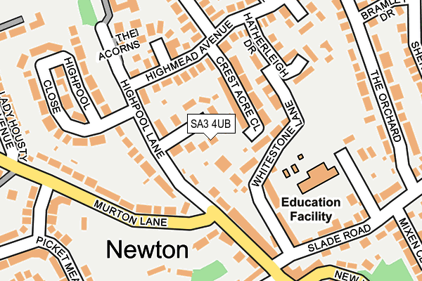 SA3 4UB map - OS OpenMap – Local (Ordnance Survey)