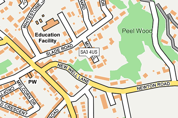 SA3 4US map - OS OpenMap – Local (Ordnance Survey)