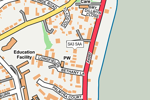 SA3 5AA map - OS OpenMap – Local (Ordnance Survey)