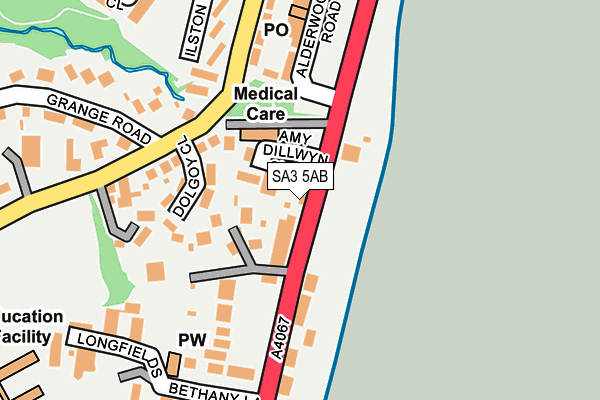 SA3 5AB map - OS OpenMap – Local (Ordnance Survey)