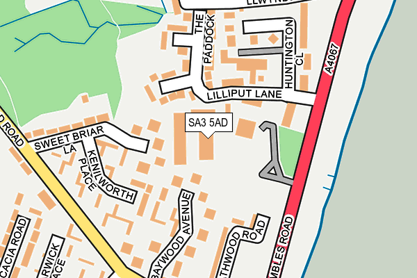 SA3 5AD map - OS OpenMap – Local (Ordnance Survey)