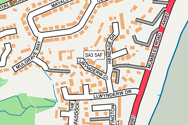 SA3 5AF map - OS OpenMap – Local (Ordnance Survey)