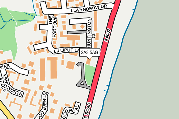 SA3 5AG map - OS OpenMap – Local (Ordnance Survey)