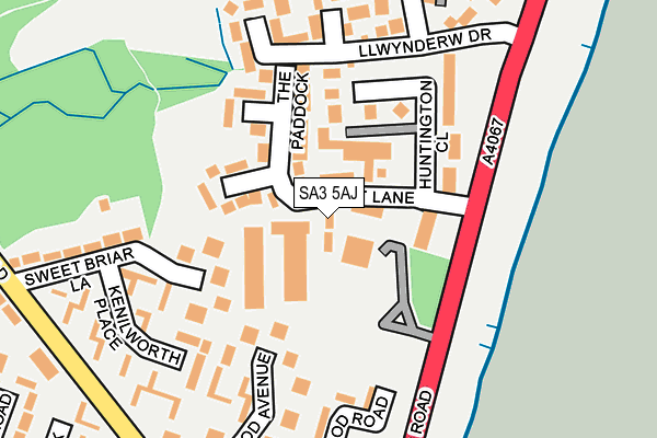 SA3 5AJ map - OS OpenMap – Local (Ordnance Survey)
