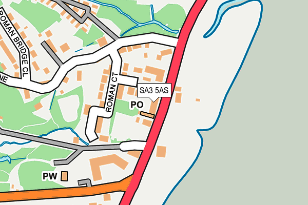 SA3 5AS map - OS OpenMap – Local (Ordnance Survey)