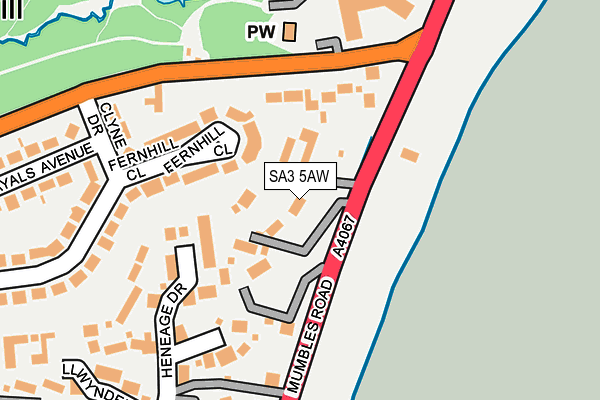 SA3 5AW map - OS OpenMap – Local (Ordnance Survey)