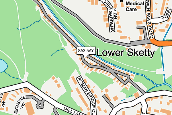 SA3 5AY map - OS OpenMap – Local (Ordnance Survey)