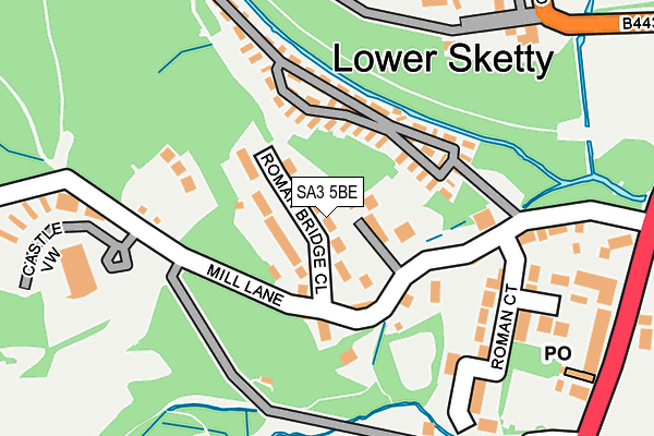 SA3 5BE map - OS OpenMap – Local (Ordnance Survey)
