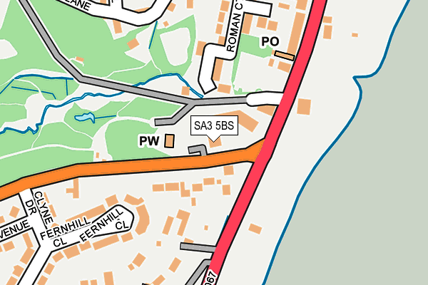 SA3 5BS map - OS OpenMap – Local (Ordnance Survey)