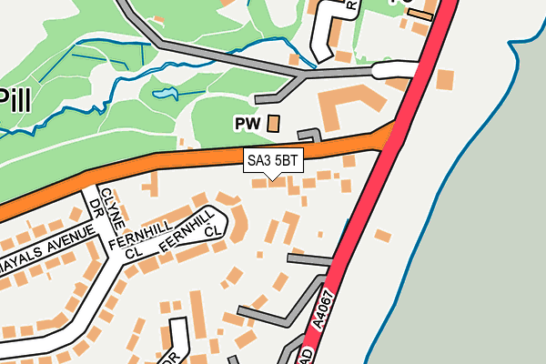 SA3 5BT map - OS OpenMap – Local (Ordnance Survey)