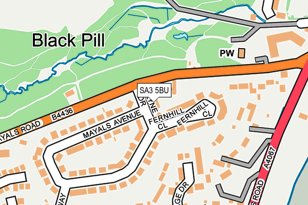 SA3 5BU map - OS OpenMap – Local (Ordnance Survey)