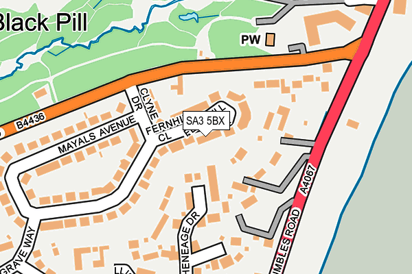 SA3 5BX map - OS OpenMap – Local (Ordnance Survey)