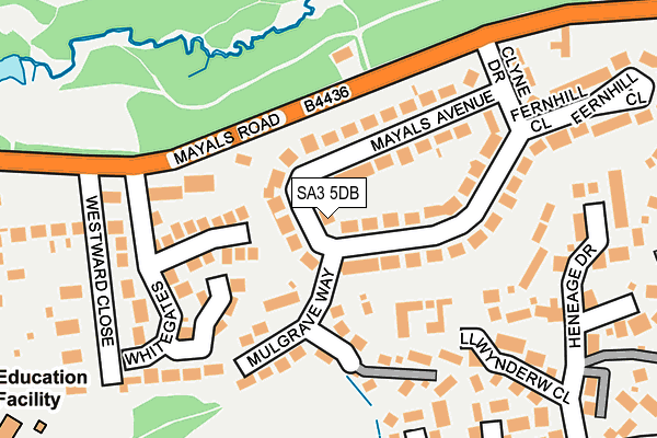 SA3 5DB map - OS OpenMap – Local (Ordnance Survey)