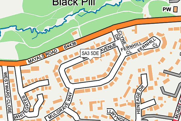 SA3 5DE map - OS OpenMap – Local (Ordnance Survey)