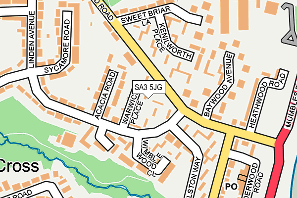 SA3 5JG map - OS OpenMap – Local (Ordnance Survey)