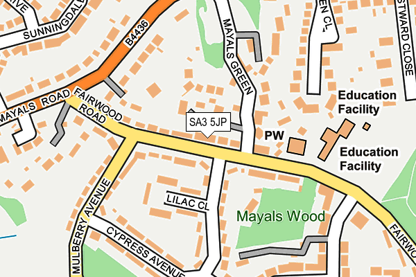 SA3 5JP map - OS OpenMap – Local (Ordnance Survey)