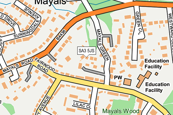 SA3 5JS map - OS OpenMap – Local (Ordnance Survey)