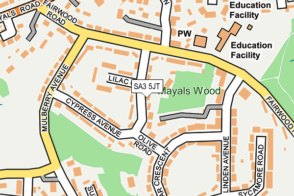 SA3 5JT map - OS OpenMap – Local (Ordnance Survey)