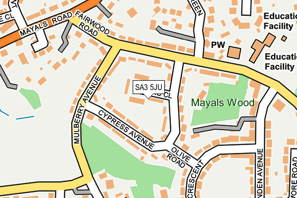 SA3 5JU map - OS OpenMap – Local (Ordnance Survey)