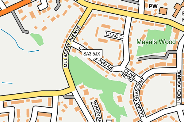 SA3 5JX map - OS OpenMap – Local (Ordnance Survey)