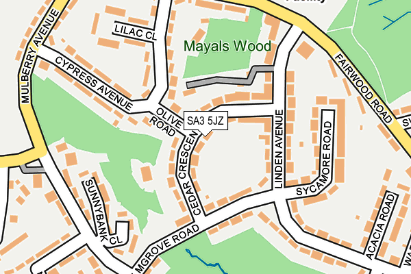 SA3 5JZ map - OS OpenMap – Local (Ordnance Survey)