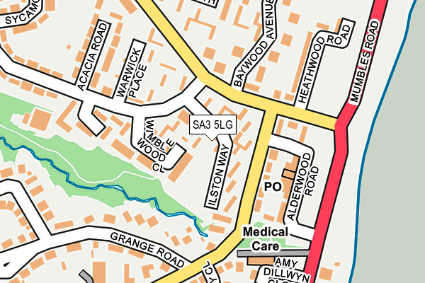 SA3 5LG map - OS OpenMap – Local (Ordnance Survey)