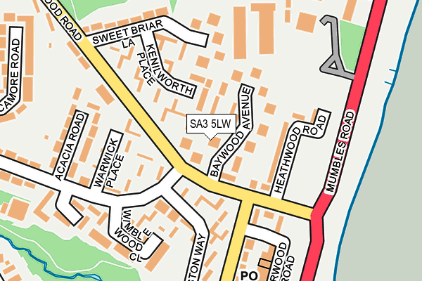 SA3 5LW map - OS OpenMap – Local (Ordnance Survey)
