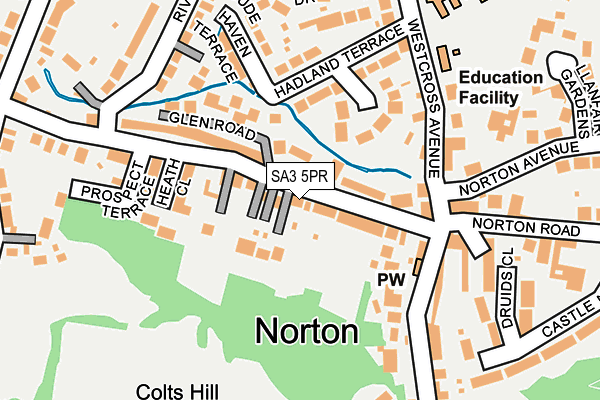 SA3 5PR map - OS OpenMap – Local (Ordnance Survey)