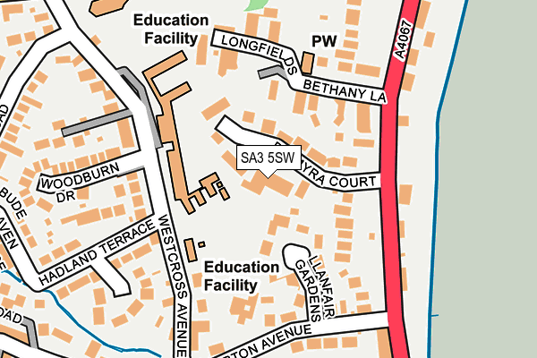 SA3 5SW map - OS OpenMap – Local (Ordnance Survey)