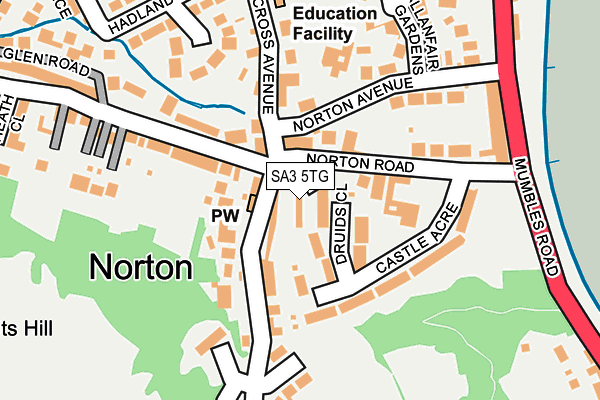 SA3 5TG map - OS OpenMap – Local (Ordnance Survey)