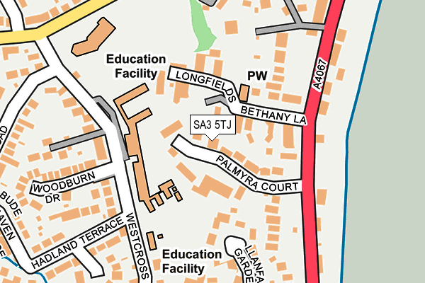 SA3 5TJ map - OS OpenMap – Local (Ordnance Survey)