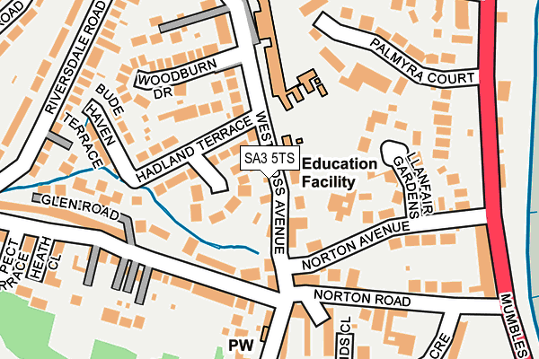 SA3 5TS map - OS OpenMap – Local (Ordnance Survey)