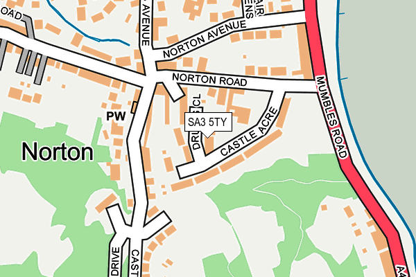 SA3 5TY map - OS OpenMap – Local (Ordnance Survey)