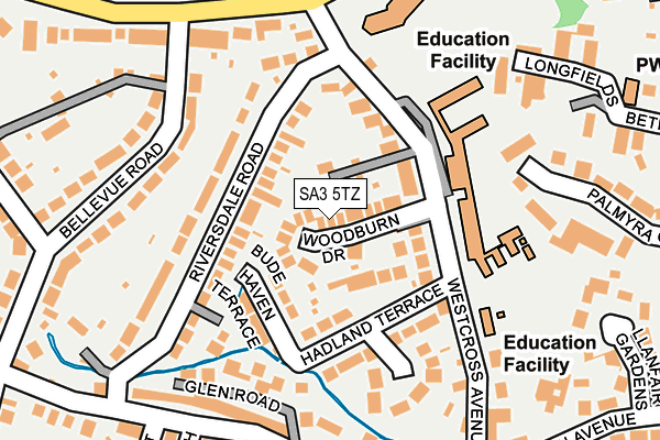 SA3 5TZ map - OS OpenMap – Local (Ordnance Survey)