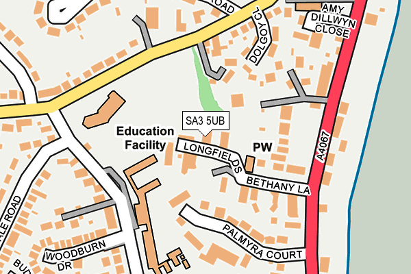 SA3 5UB map - OS OpenMap – Local (Ordnance Survey)