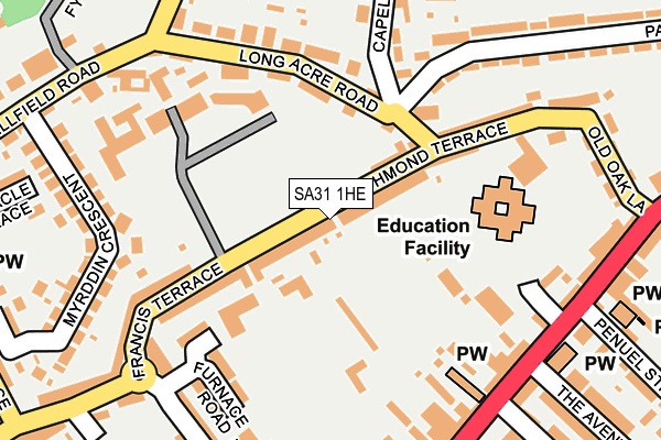 SA31 1HE map - OS OpenMap – Local (Ordnance Survey)