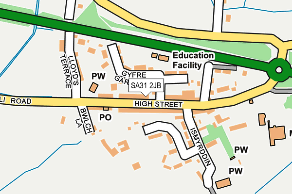SA31 2JB map - OS OpenMap – Local (Ordnance Survey)
