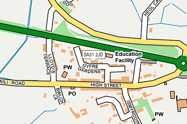 SA31 2JD map - OS OpenMap – Local (Ordnance Survey)