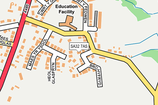 SA32 7AS map - OS OpenMap – Local (Ordnance Survey)