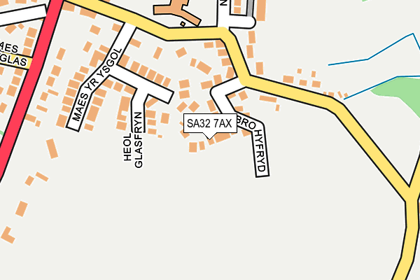 SA32 7AX map - OS OpenMap – Local (Ordnance Survey)
