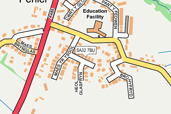 SA32 7BU map - OS OpenMap – Local (Ordnance Survey)