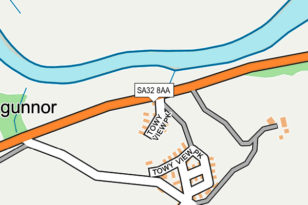 SA32 8AA map - OS OpenMap – Local (Ordnance Survey)